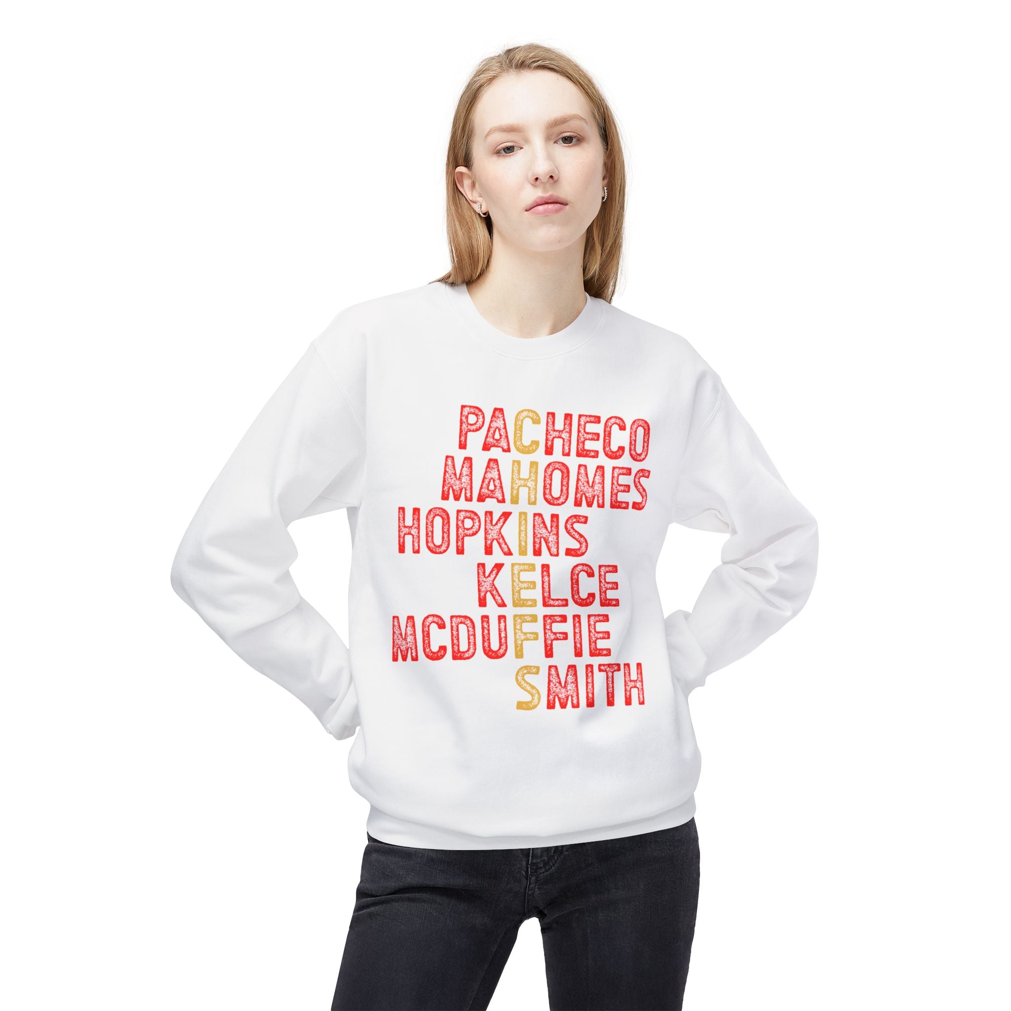 KC Chiefs Player Fleece Crewneck Sweatshirt - Custom Names Design
